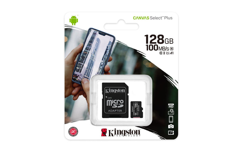 Kingston Canvas Select Plus 128GB MicroSDXC card 100MB/s with Adapter