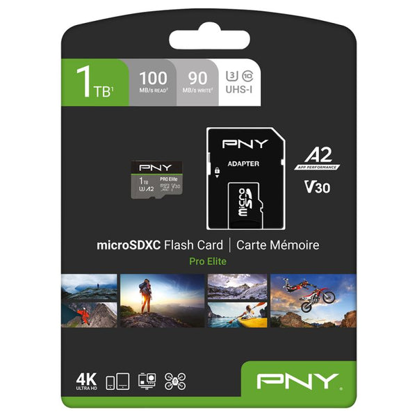 PNY Pro Elite 1TB MicroSDXC Card, A2, V30, U3, 100MB/s