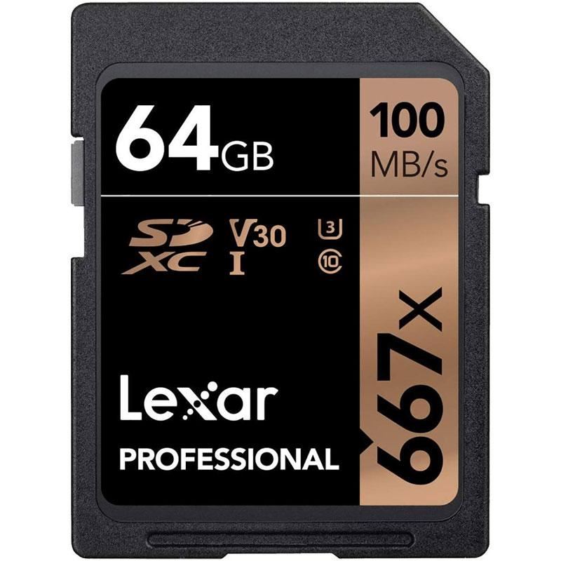 Lexar Professional 64GB SDXC Card 667X, U3, V30, 100MB/s