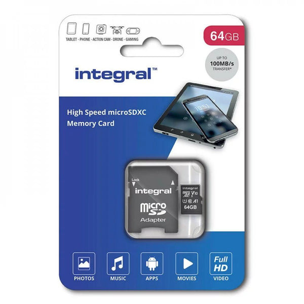 Integral 64GB High Speed MicroSDXC card, V10, A1