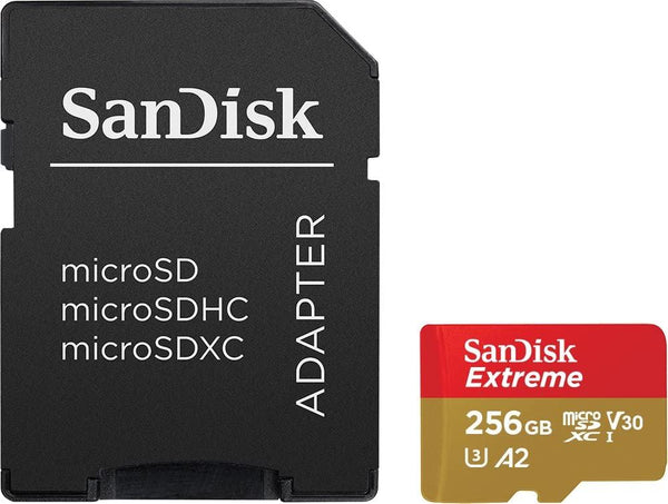 Sandisk 256GB Extreme MiroSDXC Card U3, V30, A2, 190MB/s