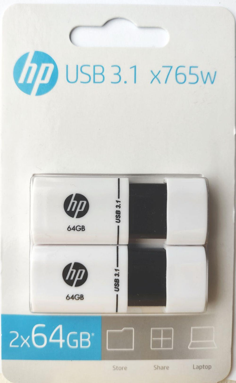 HP 64GB Sliding USB 3.1 Flash Drive v765w Twin Pack