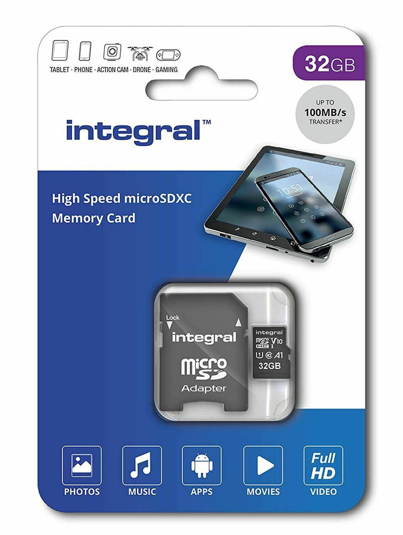 Integral 32GB High Speed MicroSDHC card, V10, A1