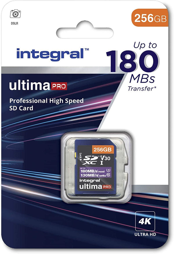 Integral Ultima Pro 256GB SDXC Card, U3, V30, 180MB/s