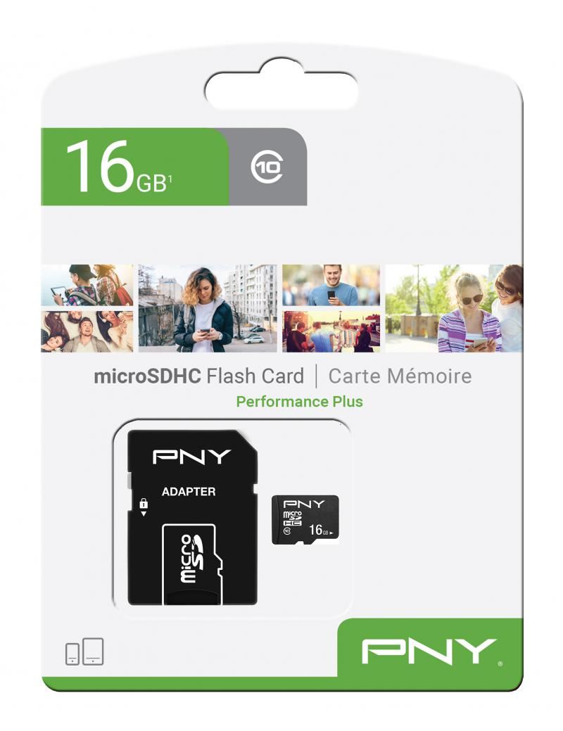 PNY Performance Plus 16GB MicroSDHC Card with SD Adapter