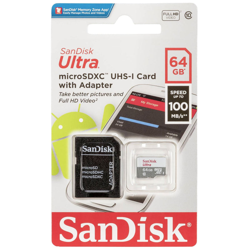 Sandisk 64GB Ultra Lite Android MicroSDXC Card with SD Adapter