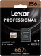 Lexar Professional 256GB MicroSDXC, U3, V30, A2, 100MB/s