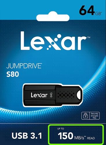 Lexar 64GB Jump drive S80 USB3.1, Black
